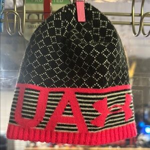 Under Armour Black/Pink/White knit beanie- YOUTH